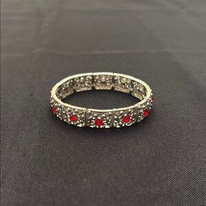 Cookie Lee Silver Red Crystal Bracelet